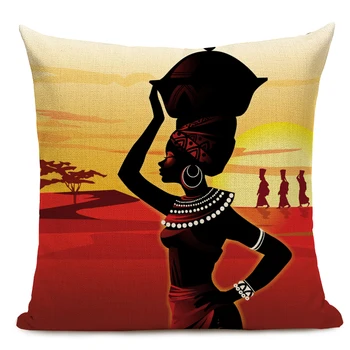 Afrikos Pobūdžio Aliejaus Tapybai Pagalvėlė Padengti Afrikos Šalies Moterų Dekoratyvinis Užvalkalas Skalbiniai, Pagalvės Coverfor Namų Dekoro