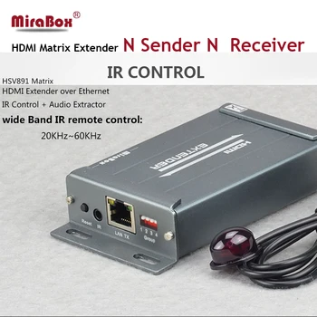 MiraBox Per IP Matricos HDMI Extender Remti Daug TX Daug RX 1080p Iki Cat5 rj45 Cat6 Ethernet Kabelis veikia Kaip HDMI IR Matrica