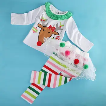 Kalėdų Bamblys Baby Kid Mergina Drabužių Nustatyti Vaikų Kalėdos nustatyti Elnių Viršūnes Tutu Sijonai aprangos Komplektus Vaikas Costuems