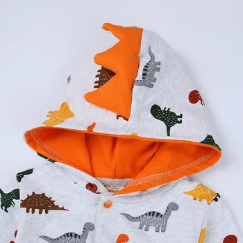2019 m. Pavasarį, rudenį Kūdikių drabužiai Gobtuvu Dinozaurų Jumpsuit Naujagimiui Baby Berniukas ir Mergaitė onesie Romper Komplektai