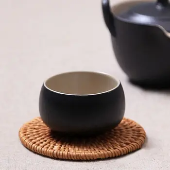 6pcs/daug Kūrybos gėrimų Padėkliukai nustatyti kungfu arbatos priedai apskritojo stalo Placemat Patiekalas kilimėlis Rotango Pynimo taurės kilimėlį, pagalvėlę, 8cm