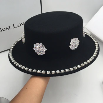 Fedora žiemos vilna Diamond gėlių Britų plokščių skrybėlių moterų ins vėjo atkurti senovės būdų, kaip prancūzijos black 