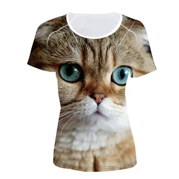 Škotų nulėpausių Kačių Spausdinimo Moterų marškinėliai Atsitiktinis Moteris Vasarą Trumpi Marškinėliai Mergaitėms Moteriškas Atsitiktinis Marškinėliai Slim