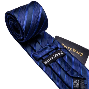 Naujas Mados Mėlyna Dryžuotas Vyrų Kaklaraištis Nustatyti 8,5 cm Šilko Žakardiniai Audiniai Kaklaraiščiai Vestuvių Verslo Nosinė Cufflink Kaklaraištis Barry.Wang