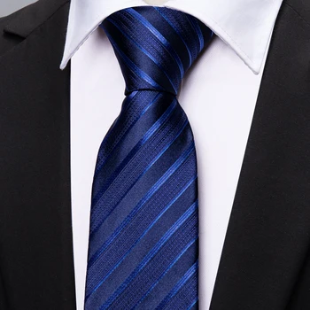 Naujas Mados Mėlyna Dryžuotas Vyrų Kaklaraištis Nustatyti 8,5 cm Šilko Žakardiniai Audiniai Kaklaraiščiai Vestuvių Verslo Nosinė Cufflink Kaklaraištis Barry.Wang