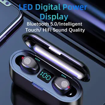 Naujas F9 Belaidės Ausinės Bluetooth 5.0 Ausinės TWS Mini HIFI In-ear Sporto Veikia Rankų Paramos iOS/Android Telefonai HD Skambinti