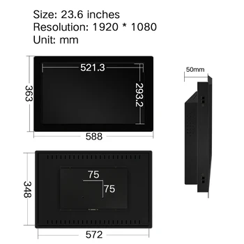 23.6 Colių Monitorius, HDMI VGA DVI USB LCD Ekranas Varžos Jutiklinį Ekraną 23