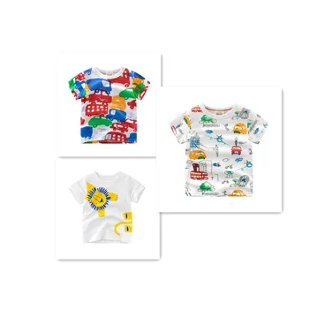 3pcs/daug 2-10 metų trumparankoviai marškinėliai Classic Balta spalva vasaros vaikų, vaikams, cartoon spausdinti