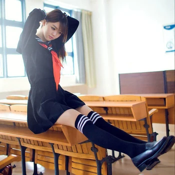 Japonų Anime, Hell Girl Enma Ai Cosplay Kostiumų mokyklines Uniformas Cute Girl Sailor Kostiumas JK Studentų Top+Dress+Kaklaraištis Drabužių 3X Rinkiniai