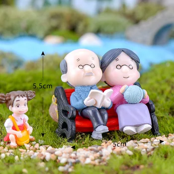 3pcs Močiutė, Senelis paplūdimio Modelis Kinijos veiksmų Skaičius, Miniatiūrinės Statulėlės Sode Lėlių namelio Apdaila 