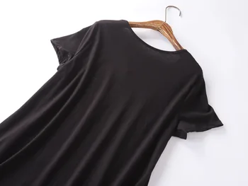Plius dydis Moterų saldus nightgowns mielas kemperis atspausdintas juodos spalvos apvali kaklo vasaros trumpos miego suknelė softy medvilnės moterims