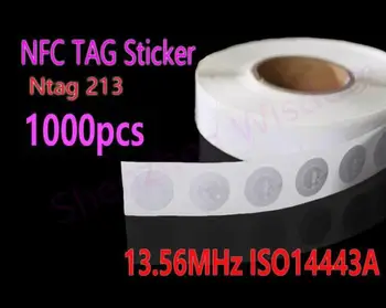 1000pcs/Daug Ntag 213 NFC Žymeklį, Lipdukai 13.56 MHz ISO14443A Ntag213 NFC Lipdukas Universalus Etiketės RFID Žymę visiems NFC telefonai