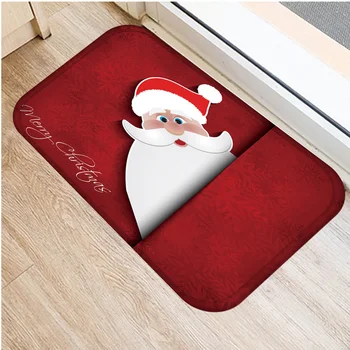 Koralų aksomo naujųjų metų Kalėdų durų kilimėlis Santa Claus patalpų vonios kilimėlis, vonios, miegamojo grindų kilimėlis Kalėdinė dekoracija namuose