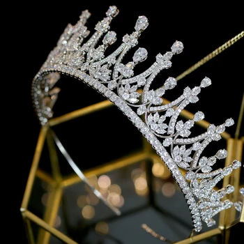 Los mejores accesorios para el kabeljas de la boda Hairband nupcial Royal Queen tocado de novia Corona de cristal plateado