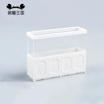 2vnt 1:25 Kinijos Stiliaus Plastiko Žuvų Bakas Modelis Lėlių namelio Baldai Miniatiūriniai Baltos Priedai Lėlės