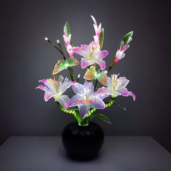Naujausias Dinaminis Pasakų lily butterfly Vestuvių dekoravimas led Naujovė meno optinio pluošto gėlių Kalėdų, Naujųjų Metų šaliai Parduotuvė