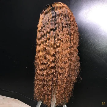 T1B/27 Spalvos Ombre Žmogaus Plaukų Perukas 13x4 Gamtos Garbanotas Nėriniai Priekiniai Žmogaus Plaukų Perukai Moterims Black 150% Remy Brazilijos Plaukų