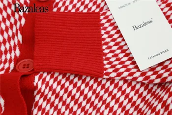 Bazaleas Mados Žakardinės medvilnės raudonos ir baltos spalvos Džemperis 