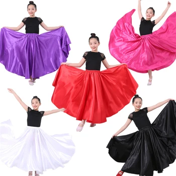 Naujų Mergaičių Flamenko Sijonas ispanų Šokių Suknelė Praktikos Konkurse Etape Choras Veiklos Costuems Vaikams Flamengo Sijonai