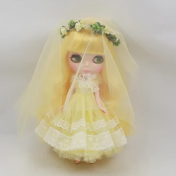 Drabužių Blyth lėlės spalvingas vestuvių suknelė su skraiste 1/6 30cm ledinis bendras nėrinių przybornik mergina dovana