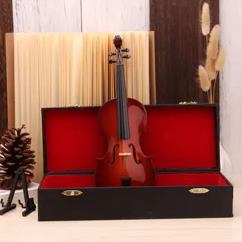 10/14/16/25CM Mini Miniatiūra Smuikui Modelio Replika su Stovu ir Byla Mini Muzikos Instrumentas Papuošalų Kolekcija Dovana