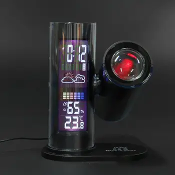 Projekcijos Žadintuvas Temperatūra Drėgnumas LED Backlight 360 Laipsnių Pasukti Pabusti Projektorius, Daugiafunkcinis Laikrodis