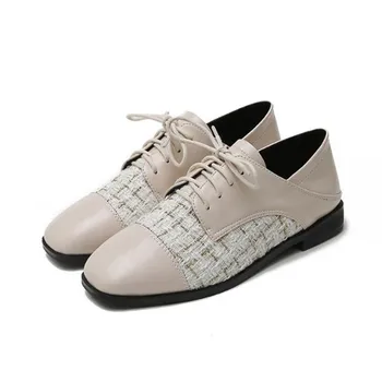 Naujas ponios batai Senovinių nėrinių turas įrankiai batai Rudi platforminiai Batai moterims laisvalaikio bateliai juodos Butai Mokasīni, Oksfordo bateliai