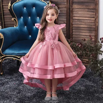 2019 Naujas Vasaros Gėlių Mergaičių Vestuves Gimtadienis Suknelė Princesė Suknelė Mergaitėms Tutu vestido Kūdikiams, Vaikams, Didelis Lankas Elegantiška Suknelė