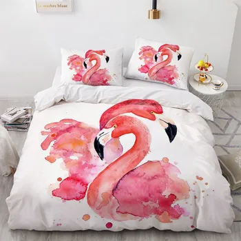 Paprasta Patalynės Komplektai 3D Flamingo Antklodė Antklodė Padengti Nustatyti Šalikas Patalynė Užvalkalas Karalius ir Karalienė Visą Dvigubai 155x215cm Dydis