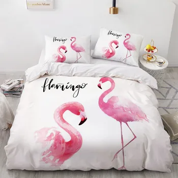 Paprasta Patalynės Komplektai 3D Flamingo Antklodė Antklodė Padengti Nustatyti Šalikas Patalynė Užvalkalas Karalius ir Karalienė Visą Dvigubai 155x215cm Dydis