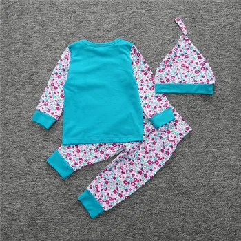 2018 naujas mados mergina spausdinimo drabužių nustatyti ins kūdikių 3pcs nustatyti long sleeve T-shirt + ziajać + hat kūdikių drabužiai
