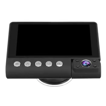 Nuostabiai Sukurta Patvarus C9 3 Objektyvo Automobilių DVR Kamera, 4 colių LCD 1080p infraraudonųjų SPINDULIŲ Naktinio Matymo Brūkšnys Kamera, Diktofonas