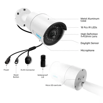 [2Pack] Reolink 5MP Saugumo Kameros su PoE Outdoor Kulka 30m Naktinio matymo Built-in Mic ir SD Kortelės Lizdą, Judesio Aptikimo RLC-410