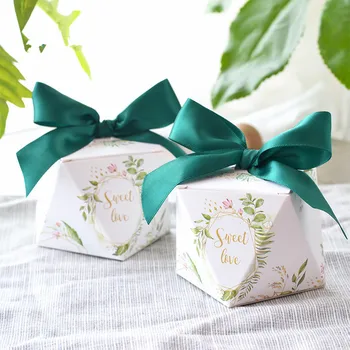 Naujas rombo formos žalia lapų, miško stiliaus AČIŪ saldainių, šokolado dėžutė vestuves, kaip dovanų šalis tiekia dovanų dėžutėje