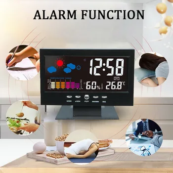 Naujas Skaitmeninis LED Laikrodis-Žadintuvas Atidėti Kalendorius Termometras, Oro Spalvotas Ekranas