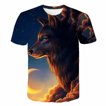 2020 Naujausias Wolf 3D Spausdinimo Gyvūnų Kietas Juokingi Marškinėliai Berniukams trumpomis Rankovėmis Vasarą Topai marškinėliai Mergaitėms Mados Atsitiktinis T shirts