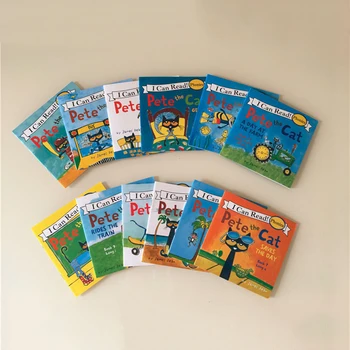12Books/set 13x13cm Knygelių Vaikams, Vaikų, Kūdikių anglų Pete Katė Serijos Knygelėse Vaiko IQ EQ Mokymo Miegą Istorija