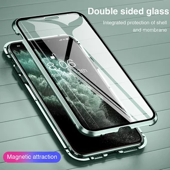 360 Visas Apsaugos Magnetinio Dvigubo Stiklo Atveju iPhone 6 6s 7 8 SE Plus 