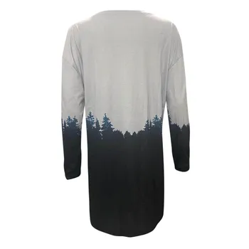 Žiemos ponios atsitiktinis mados imitacija medvilnės футболка kalnų spausdinti susiuvimo ilgomis rankovėmis didelio dydžio megztinis palaidinukė F04*
