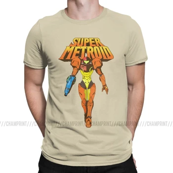 Super Metroid vyriški T Shirts Samus Karai Aran Premjero Snes Ridley Zebes Žaidimo Naujovė Trišakiai Trumpi Rankovėmis Marškinėliai Medvilnės Plius Dydis