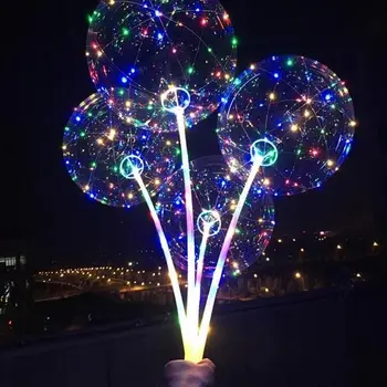 20inch Šviesos Bobo Balionai Su Lazdomis Gimtadienio Reikmenys Aišku, LED Šviesos Bobo Kolbų