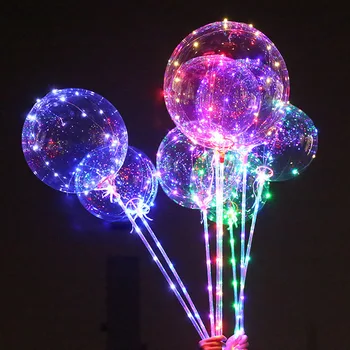 20inch Šviesos Bobo Balionai Su Lazdomis Gimtadienio Reikmenys Aišku, LED Šviesos Bobo Kolbų