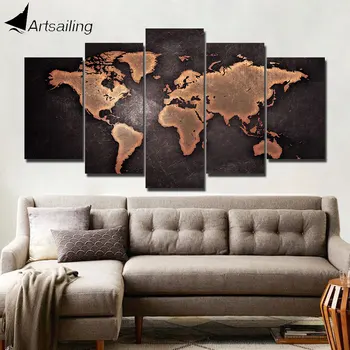 ArtSailing HD spausdinimo 5 gabalas drobė menas abstraktus Žemėlapis Tapybos sienos nuotraukas kambarį plakatai namų puošybai šiuolaikinio meno