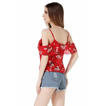 Siddons Vasaros Plisuotos Sexy Marškinėliai Diržas Moterų Palaidinė Atvira nugara Paplūdimio Raudonas Saldus Stilius Vamzdelio Viršų