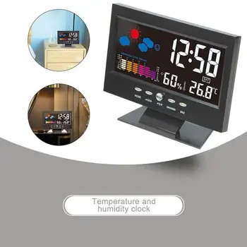 LED Apšvietimas Aalarm Laikrodis, Temperatūra, Patalpos Drėgnumas Stebėti Elektroninių Darbalaukio Stotį Laikas, Data, Laikrodis, Valdymas Balsu