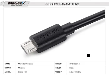[3 Pjesės] MaGeek Micro USB Kabelis 1.0mx3 Greitai Įkrauti Mobiliojo Telefono Kabeliai, 