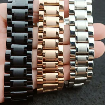 Nerūdijančio Plieno Dirželis 13mm kaip 14mm 16mm 18mm 20mm 22mm 24mm Metalo Watch Band Nuorodą Apyrankę Watchband Black Silver Rose Gold