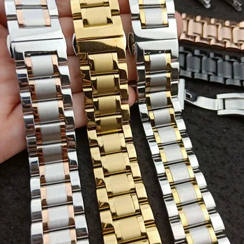 Nerūdijančio Plieno Dirželis 13mm kaip 14mm 16mm 18mm 20mm 22mm 24mm Metalo Watch Band Nuorodą Apyrankę Watchband Black Silver Rose Gold