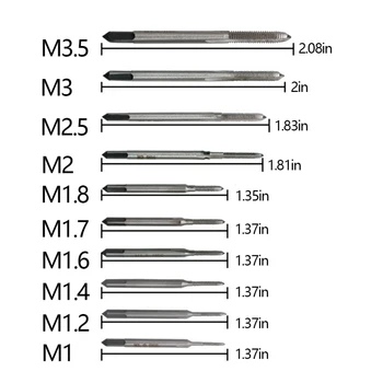 10VNT/Set M1-M3.5 Bakstelėkite Įrankių Rinkinys Metrinių Plieno Mikro Vertus Bakstelėkite Sriegimo Įrankiai Pelėsių Apdirbimo Atsparus Karščiui Ranka Čiaupai Rankiniai įrankiai