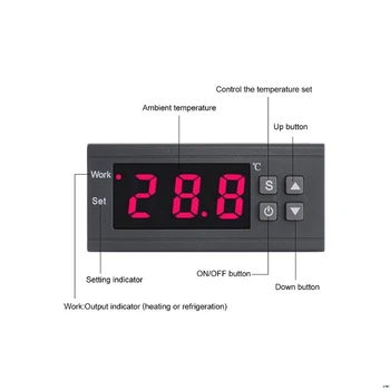 MH1210W AC 90-250V Skaitmeninis Termometras Thermoregulator Temperatūros Reguliatorius Termostatas Relay NTC Jutiklis Inkubatorius